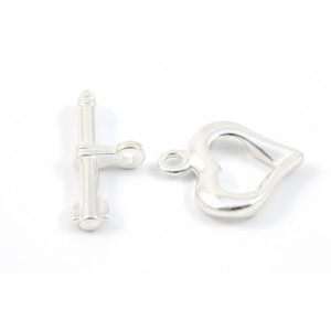 Toggle heart 18mm silver plated 